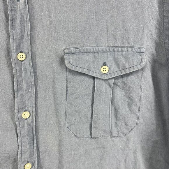 J Crew Shirt Mens Large Linen Button Down Utility Roll Sleeve Casual Workwear - Picture 4 of 16